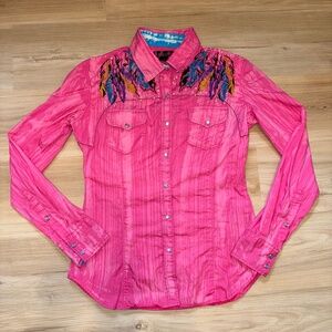 ROCK & ROLL COWGIRL Womens Hot Pink Pearlsnap